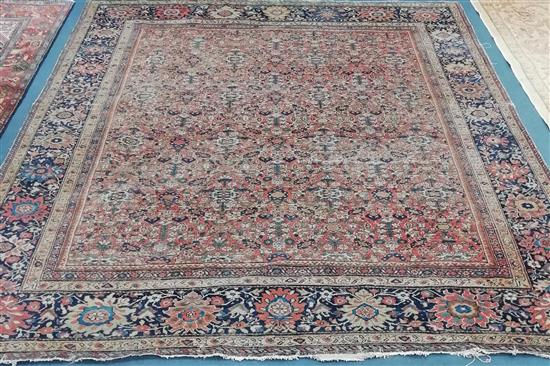 A Caucasian brick red ground carpet 280 x 273cm